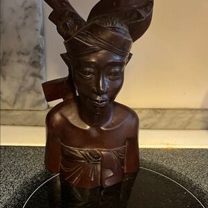 Handcrafted Brown Bust Sculpture
probably African or island